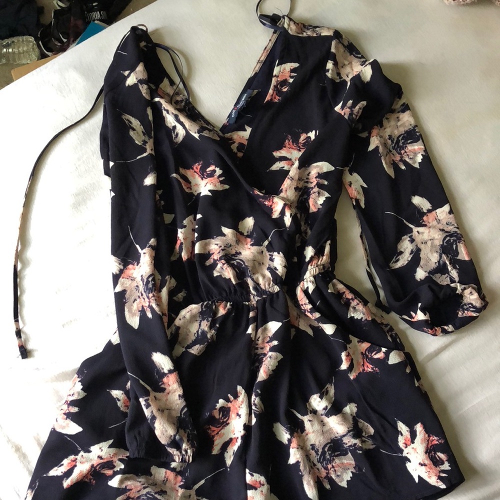 navy blue floral romper